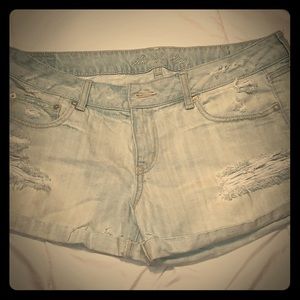 Ripped jean shorts